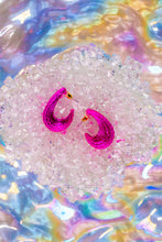 Load image into Gallery viewer, Magenta Melt Textured Drops Earrings