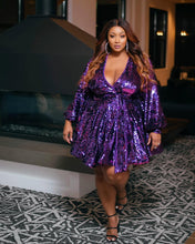 Load image into Gallery viewer, Purple Rain Sequins Skater Drew
