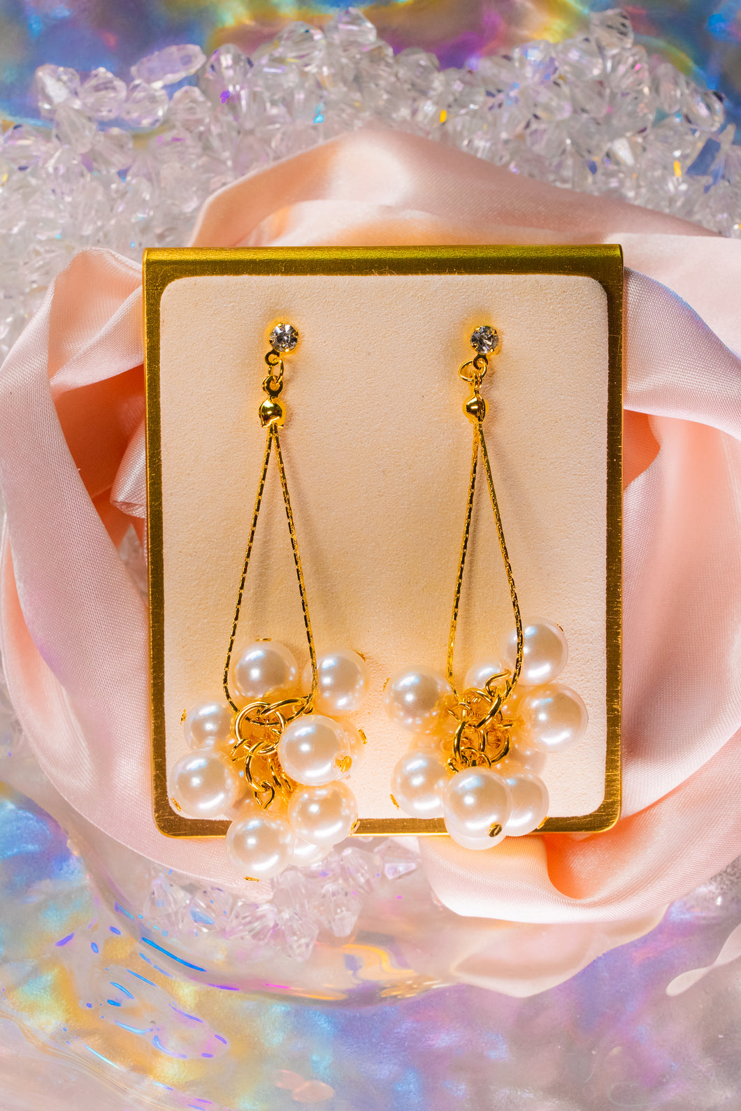 Champagne Pearl Cluster Earrings