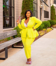 Load image into Gallery viewer, Peplum Suit Set - Lime
