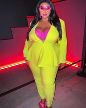 Load image into Gallery viewer, Peplum Suit Set - Lime
