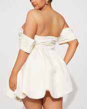 Load image into Gallery viewer, Valeria Satin Bubble Mini Dress - Cream
