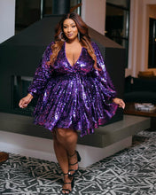 Load image into Gallery viewer, Purple Rain Sequins Skater Drew

