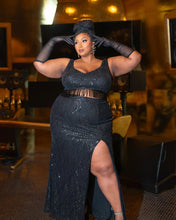 Load image into Gallery viewer, A Night In Dubai Sequin Gown - Black
