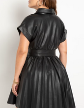 Load image into Gallery viewer, Faux Leather Dress With Pleated Skirt
