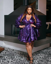 Load image into Gallery viewer, Purple Rain Sequins Skater Drew
