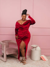 Load image into Gallery viewer, Velvet Crush - Off Shoulder Dress
