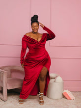 Load image into Gallery viewer, Velvet Crush - Off Shoulder Dress
