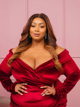 Load image into Gallery viewer, Velvet Crush - Off Shoulder Dress
